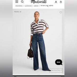 Madewell Superwide-leg Jean in light wash. Size 24.